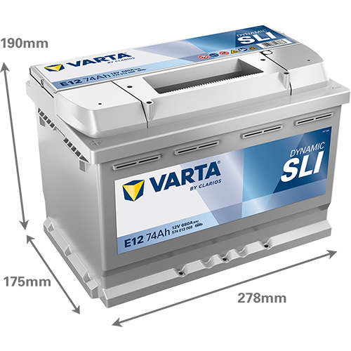 Akumulator 74 Ah 680A 278×175×190/L+ Varta 574013068K262 — ujęcie 2
