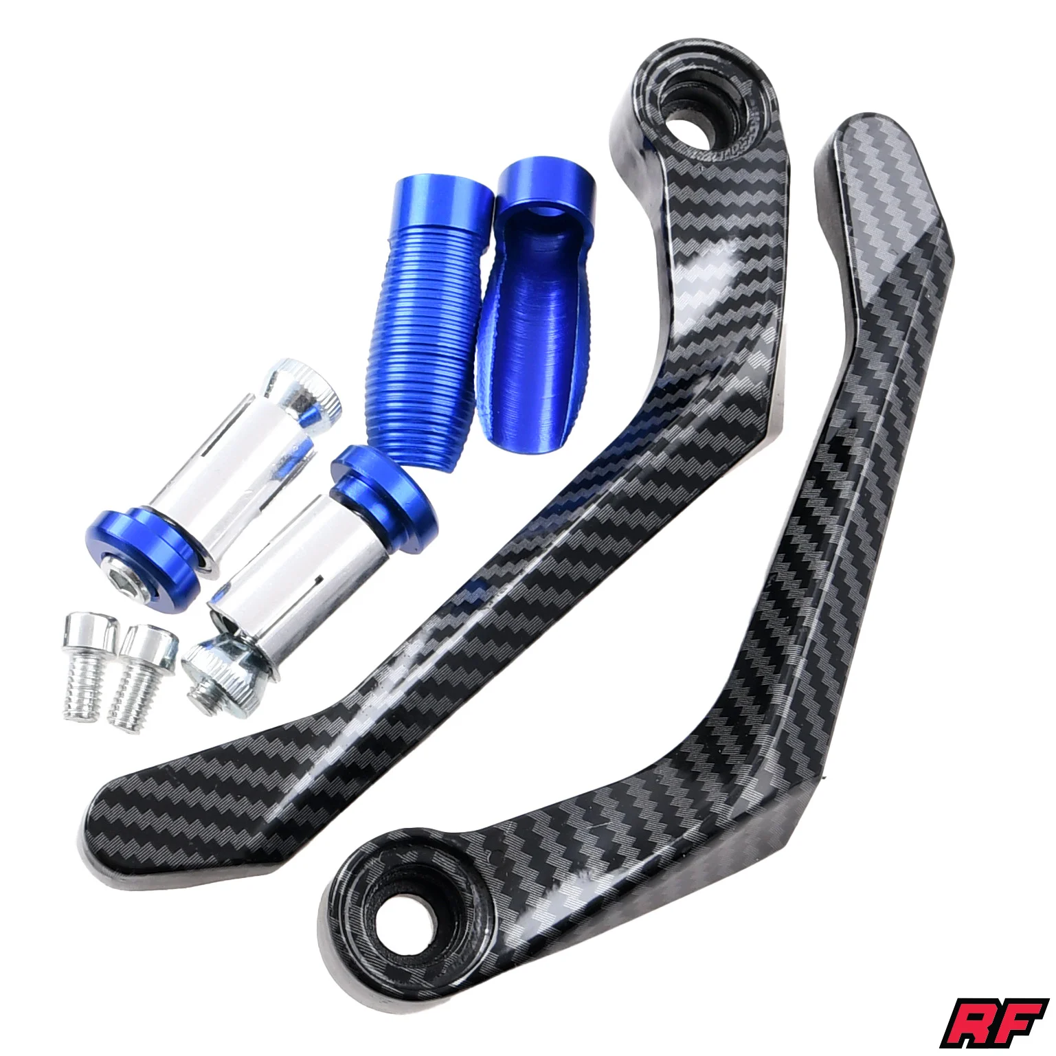 Handbary osłony dłoni kierownicy uniwersalne Racing Force carbon niebieskie — ujęcie 1